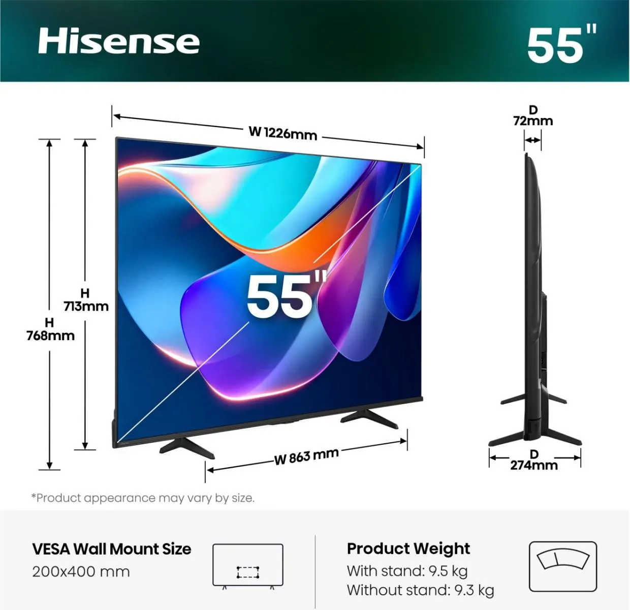 55 ” 55A6S | Hisense UHD Smart TV 4K 60 Hz