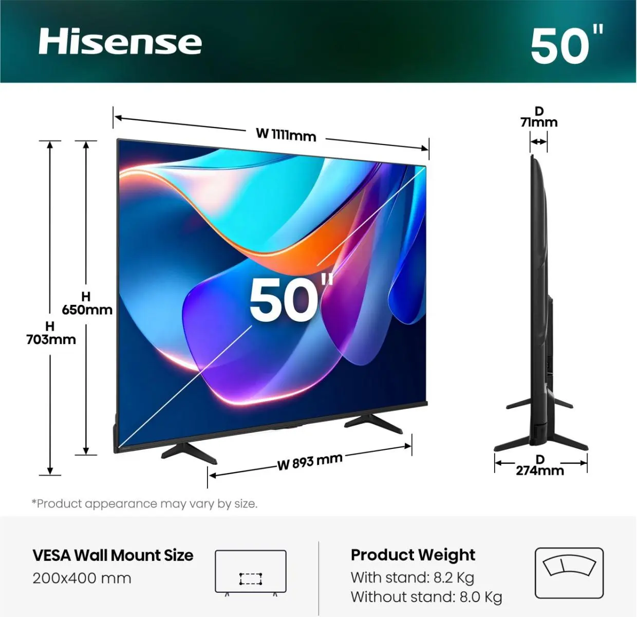 50 ” 50A6S | Hisense UHD Smart TV 4K 60 Hz