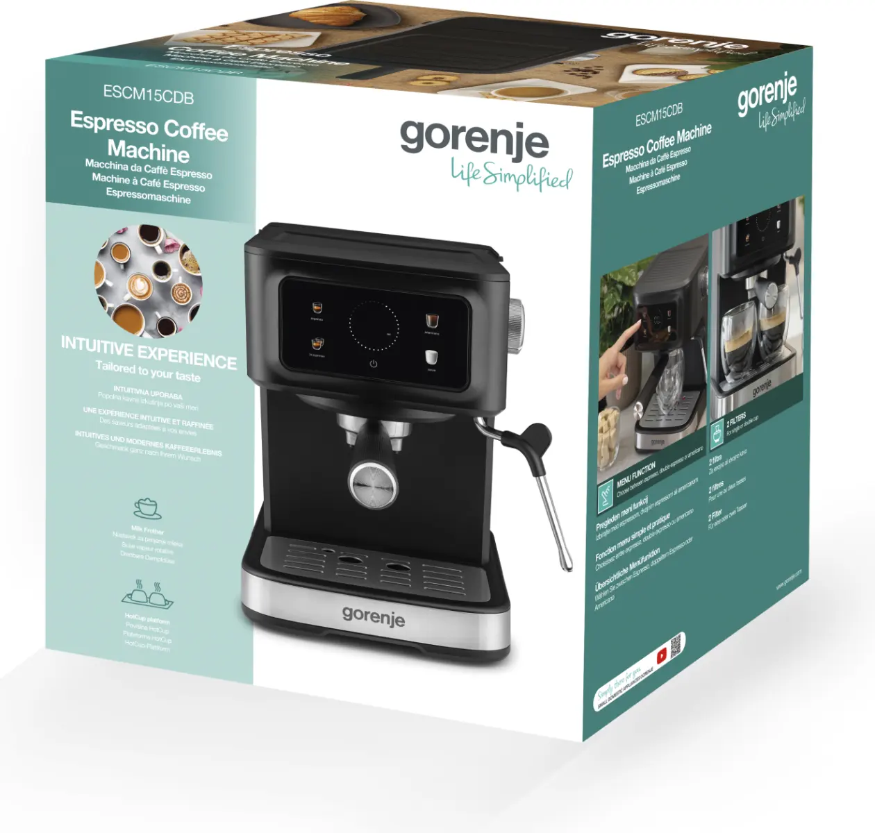 ESCM15CDB Gorenje Aparat za kafu, ručna priprema kafe, 15 bar, 850 W